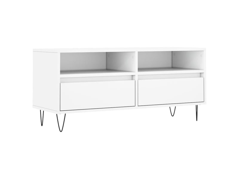  Meuble tv - banc tv - meuble de rangement blanc 100x34,5x44,5 cm bois d'ingénierie  - Conforama A