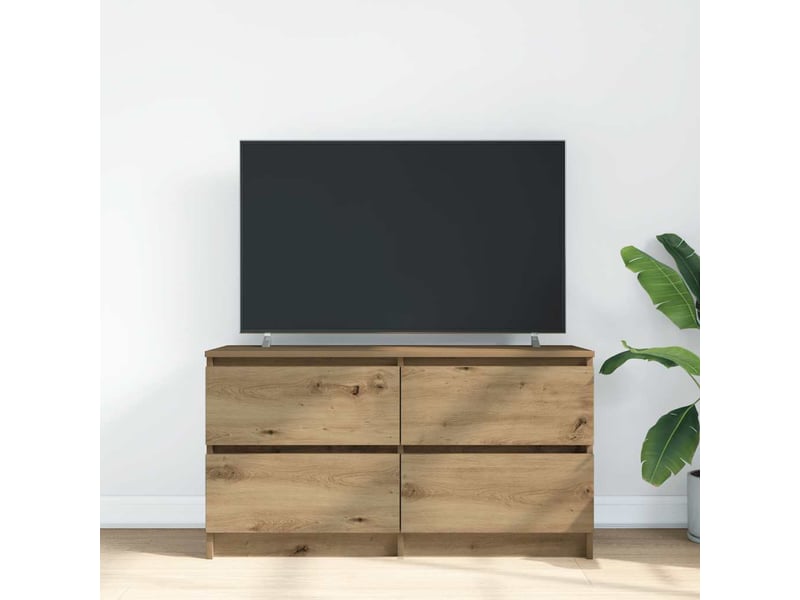  Meuble tv - banc tv - meuble de rangement chêne artisanal 100x35x54 cm bois d'ingénierie  - Conforama C