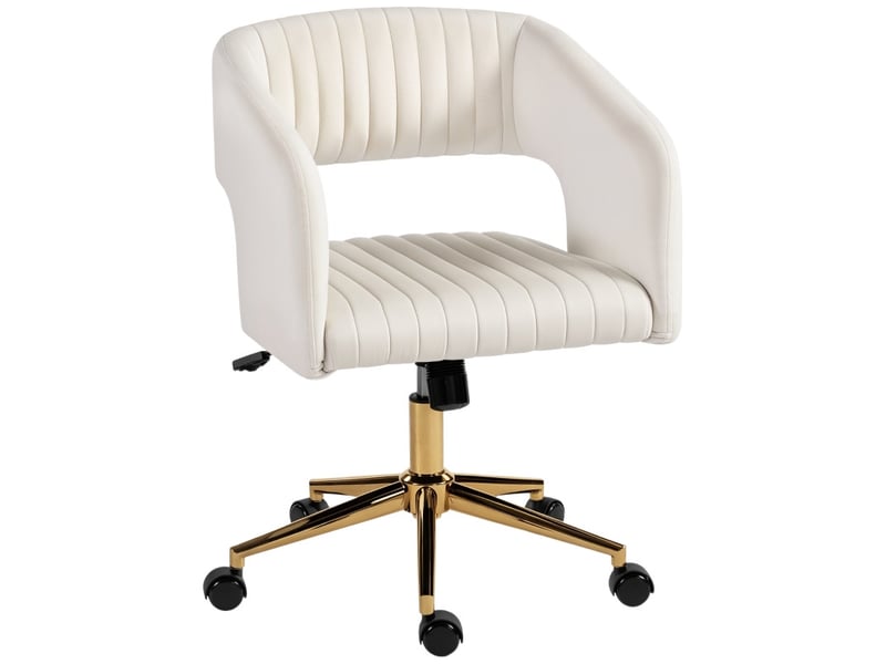  Chaise de bureau emilel pivotante velours réglable crème  - Conforama A