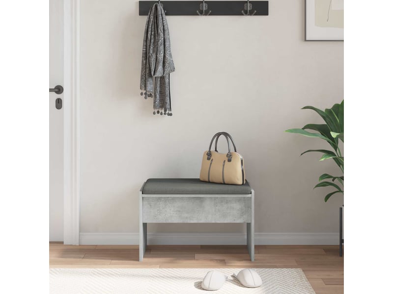  Banc d'entrée, banc interieur avec coussin gris béton 63x38x40 cm  - Conforama D