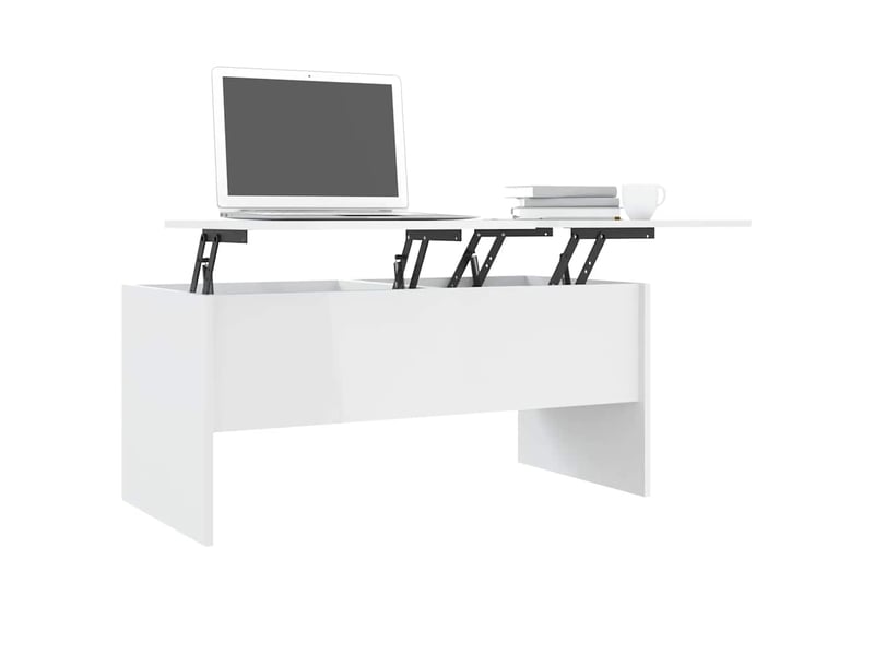  Table basse rectangulaire | table de salon blanc brillant 102x50,5x46,5 cm bois d'ingénierie  - Conforama D