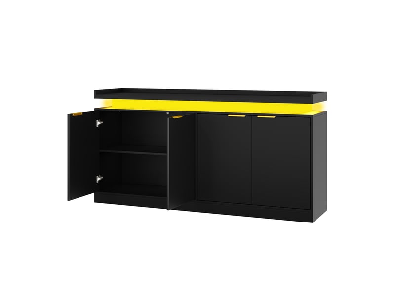  Buffet 4 portes avec éclairage led rgb mdf noir 160 x 39 x 83 cm N635P48852223S - Conforama B