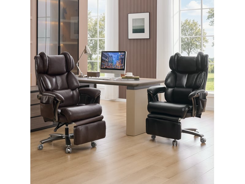  Fauteuil de bureau 88x70x112,5 cm avec massage et chauffage polyuréthane (pu) noir  - Conforama C