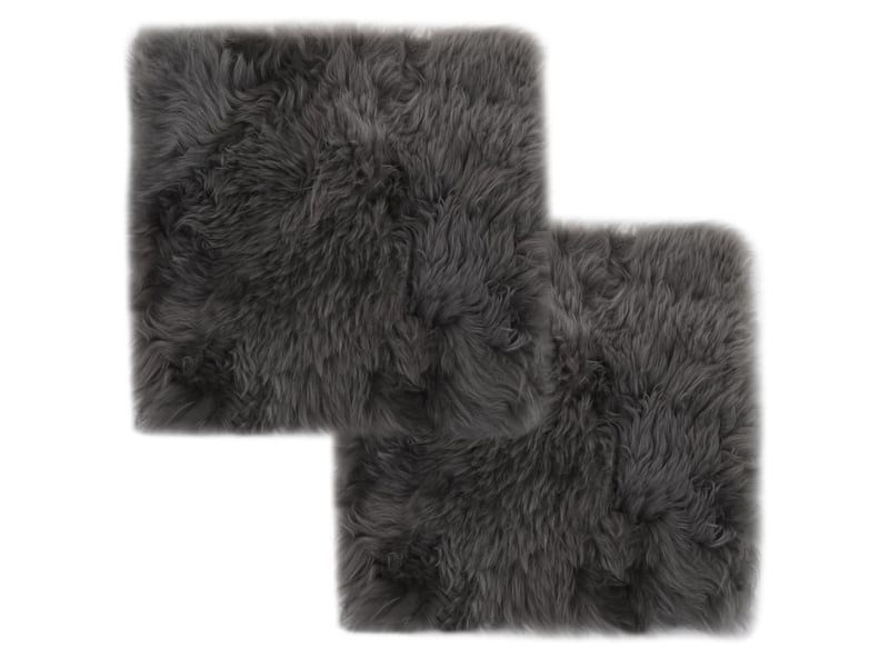  Lot de 2 coussins de chaise gris clair 40x40 cm mouton véritable dec021288  - Conforama A