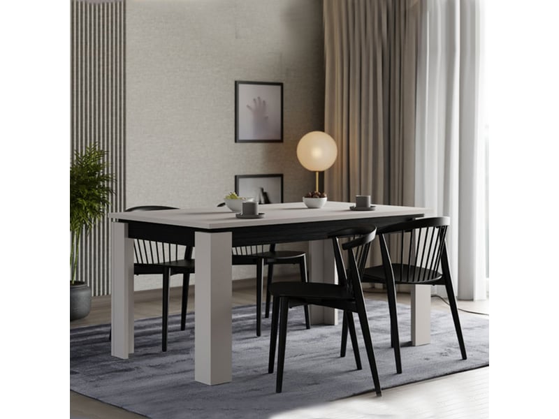  Table extensible lajon, 8 places, 160x90x77h cm blanc crème Lajon - Conforama B