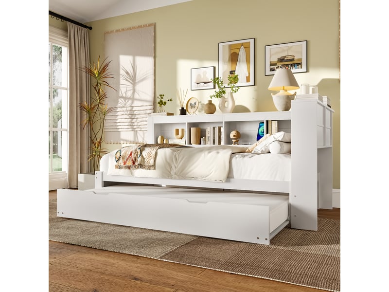  Lit gigogne 90x200cm coloris blanc mdf lit enfant blanc - Conforama E