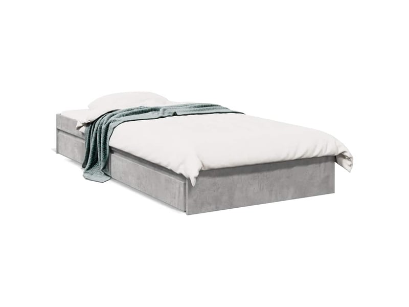 Lit simple- lit adulte - cadre de lit avec tiroirs sans matelas gris béton 100x200 cm - Conforama A