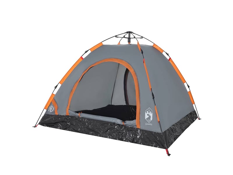  Tente de camping 3 personnes gris et orange libération rapide  - Conforama D