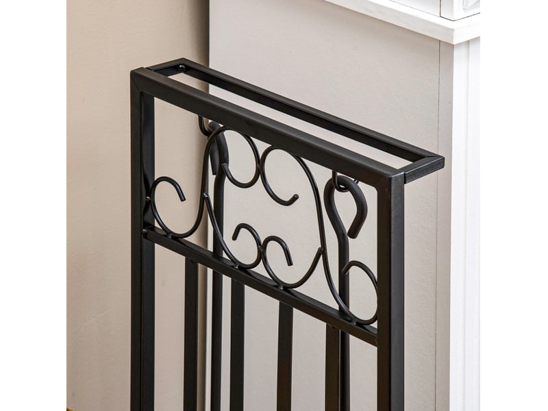  Support à bûches avec outils de cheminée 75 x 30 x 60 cm noir en acier, rangement intérieur extérieur  - Conforama D