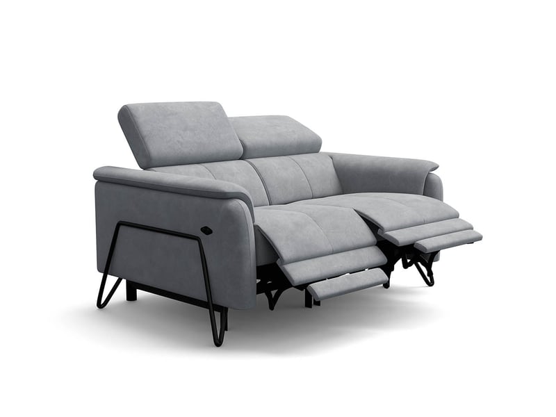  Canapé 2 places roden, 2x relax, tissu velours gris clair  - Conforama A