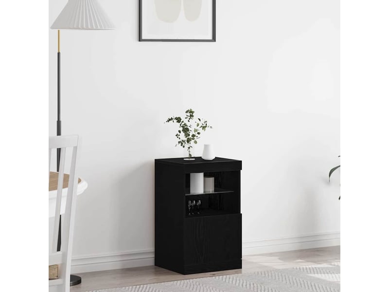  Buffet - bahut - meuble de rangement led chêne noir 41 x 37 x 67 cm bois d'ingénierie  - Conforama B