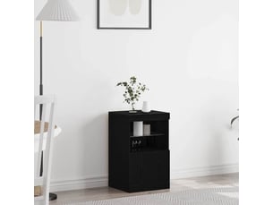 Buffet - bahut - meuble de rangement led chêne noir 41 x 37 x 67 cm bois d'ingénierie