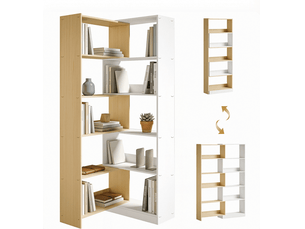 Bibliotheque coloris bicolore 5 étagère(s) <strong>BEAOK</strong> <strong></strong> - 111.5 cm x 163.7 cm