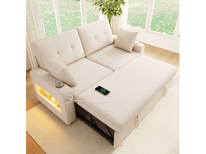  Canapé convertible 2 places avec couchage, usb-c et rangement homvra  - Conforama D