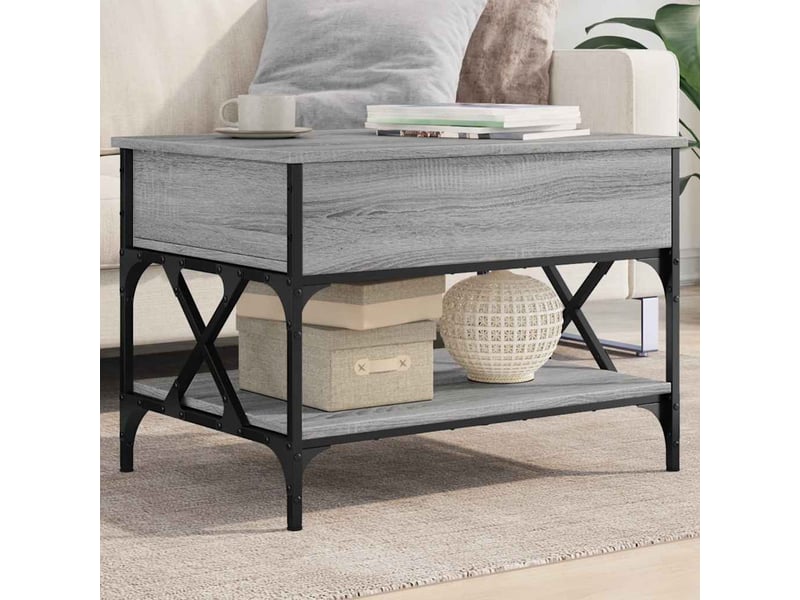  Table basse - table de salon - table à thé sonoma gris 70x50x50 cm bois d'ingénierie et métal  - Conforama B