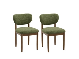 Lot de 2 chaises de salle à manger en chenille, pieds en bois, dossier ergonomique, assise rembourrée confortable, style moderne pour salle à manger et cuisine, vert