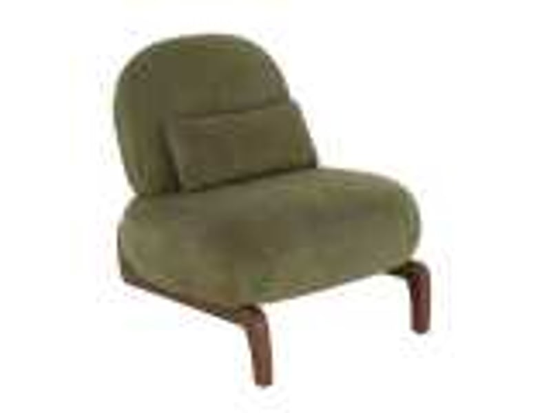  Fauteuil d'accent 72.2x86.9x69.9cm – chaise de salon sans accoudoirs avec coussin moelleux et oreiller lombaire – tissu de chenille - vert  - Conforama A