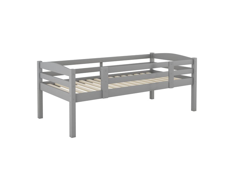  Lit superposé en bois, lit 3 places séparable avec 2 échelles et barrières, 90x200 cm, sans matelas, gris  - Conforama E