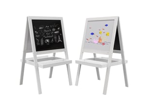 Tableau chevalet enfant 2 en 1 face ardoise magnétique et tableau face noir à craie blanc