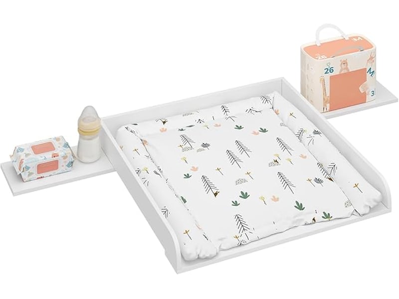 Plan à langer pour commode, table à langer,coins arrondis, amovible, 160 x 80 x 10 cm, blanc  - Conforama A