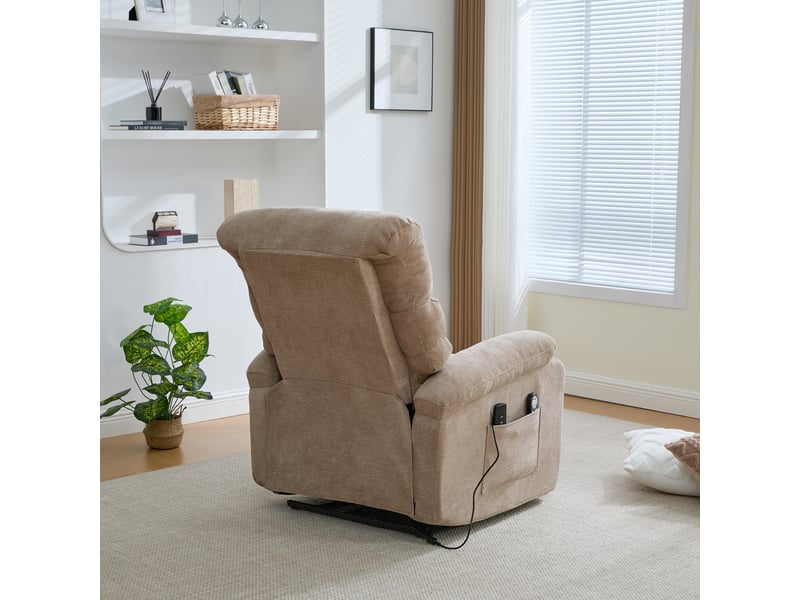 Fauteuil releveur électrique taupe avec massage, chauffage et repose-pieds réglable - Conforama E