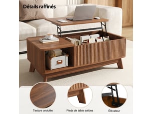 Table basse  coloris bois foncé <strong></strong> <strong></strong> - 48 cmx95 cm