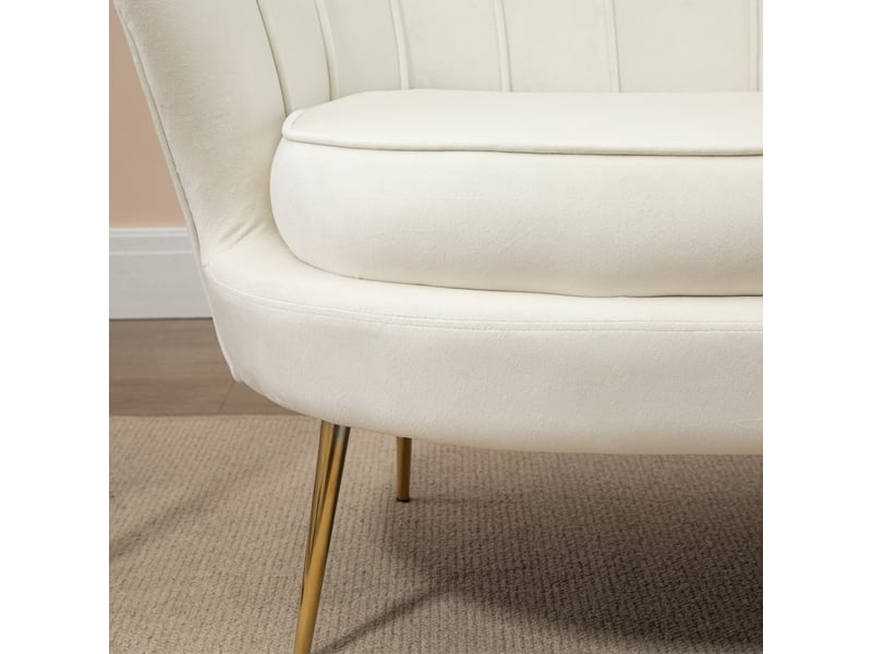  Canapé 2 places 130x77x77 cm style vintage métal crème  - Conforama D