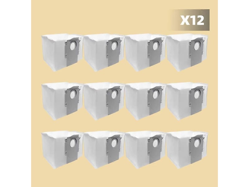  12 pack dust bags for roborock s7 maxv ultra s7 pro ultra robot vacuum, 3.6 l large capacity disposable replacement bag  - Conforama C