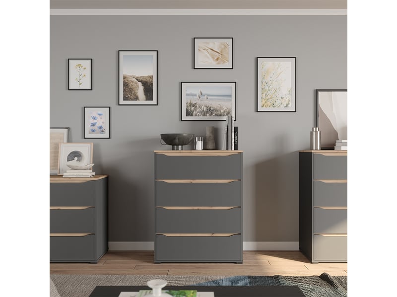  Vicco commode avec tiroirs, anthracitechêne artisan, 80x100.7cm  - Conforama C