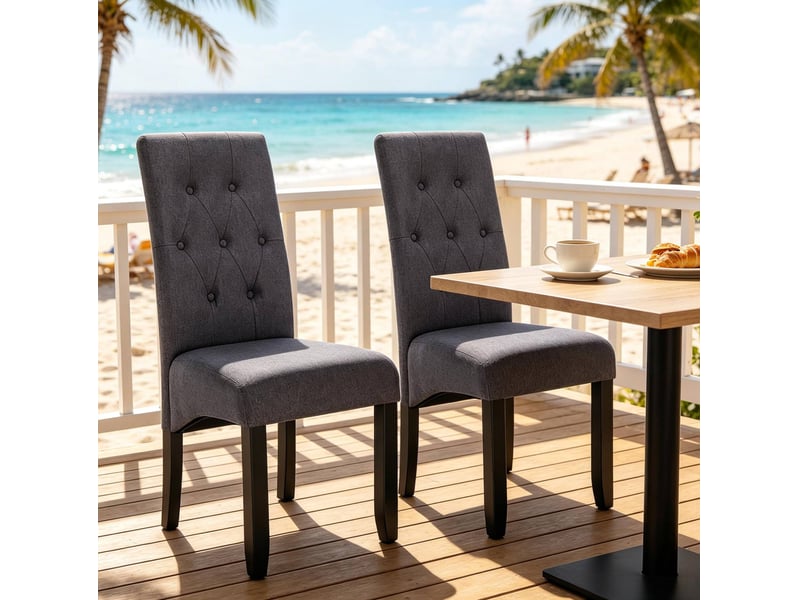 Chaises de salle à manger et sièges d'attente avec haut dossier (lot de 2) - Conforama D