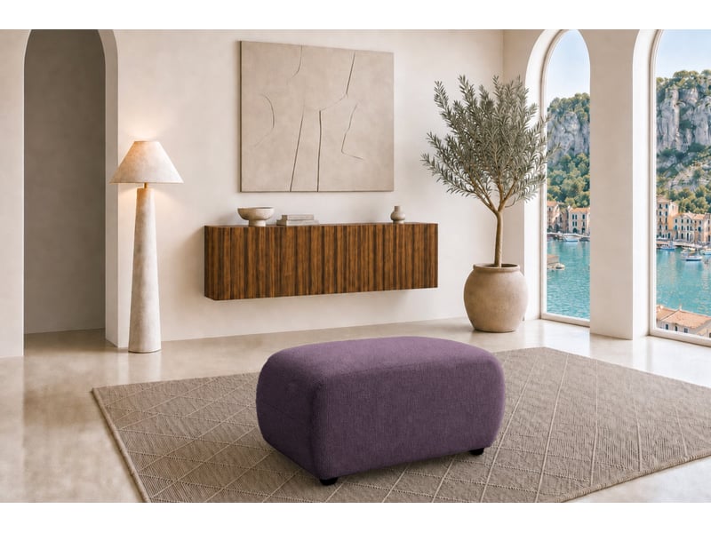  Cassis - pouf en tissu chenille mauve 105x57x40  - Conforama B