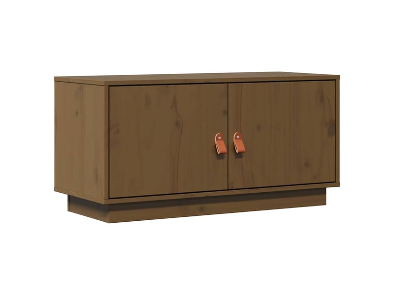  Meuble tv - banc tv - meuble de rangement marron miel 80x34x40 cm bois de pin massif  - Conforama A