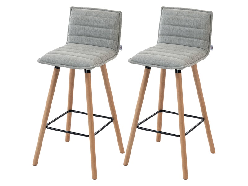  Lot de 2 tabourets de bar, chaises de bar, assise rembourrée, dossier et repose-pieds, 48 x 48 x 99,5 cm, gris  - Conforama B