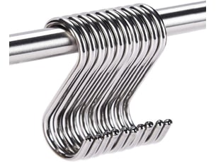 10 crochets en s en acier inoxydable, 90 mm de hauteur, 60 mm de profondeur et 3 mm d'épaisseur – pour suspendre les ustensiles de cuisine, gris