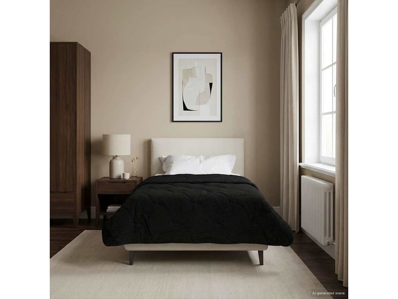  Duvet - couette complet toute l'année matelassé noir 135 x 200 cm  - Conforama D