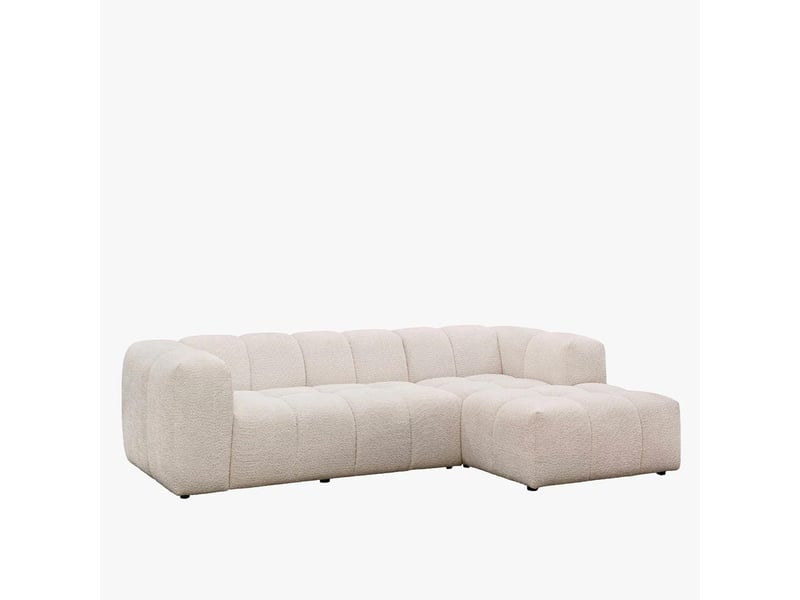  Canapé d'angle tissu bouclette beige - angle droit LAYANE-3M-BEI - Conforama C