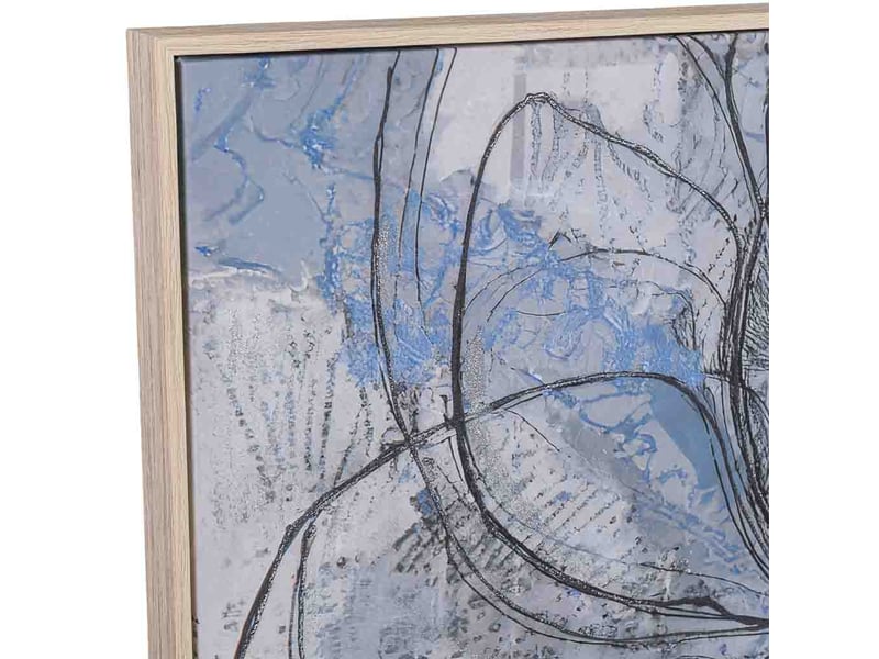  Tableau peint à la main avec cadre en bois bleu marine 103x4x103h cm  - Conforama E