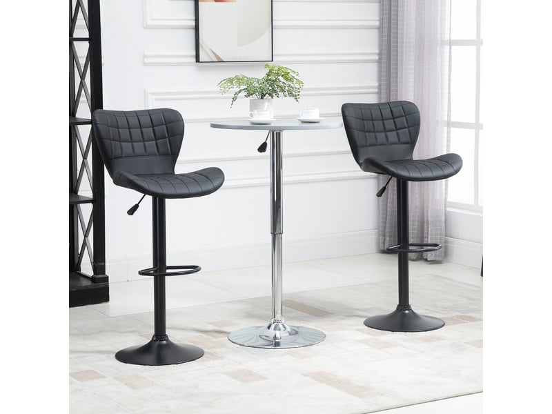  Tabourets de bar lot de 2 réglables et pivotants à 360° - lpospi - dossier mi-haut, similicuir - noir 57 × 58 × 87-107 cm  - Conforama B