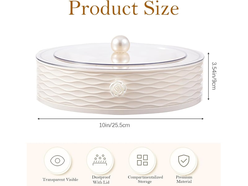  Boîte à collations moderne et luxueuse avec couvercle – plateau organisateur élégant pour fruits secs, noix et friandises, idéal pour le salon ou OGS005631LL - Conforama B