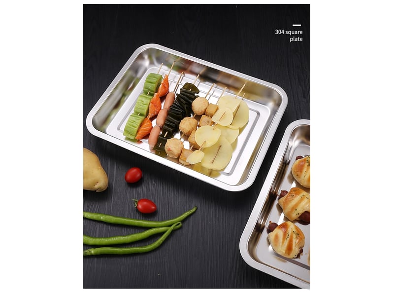  Lot de 3 plateaux de service en acier inoxydable – 45x35x2 cm  - Conforama E