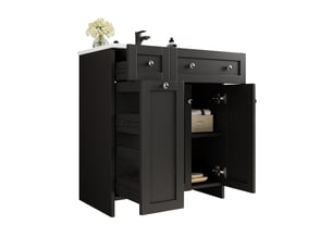 Meuble vasque sur pied 76x47x86 cm avec 3 tiroirs coloris noir