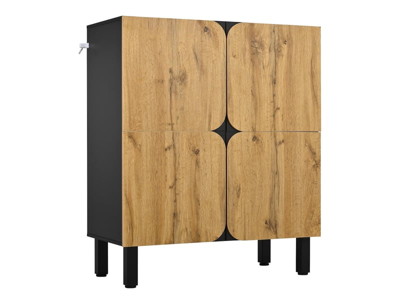  Meuble à chaussures 4 portes en mdf et métal noir et naturel 80x38,5x95 cm - pangivo  - Conforama A