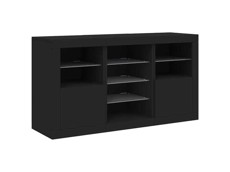  Buffet - bahut - meuble de rangement avec lumières led noir 123x37x67 cm  - Conforama E