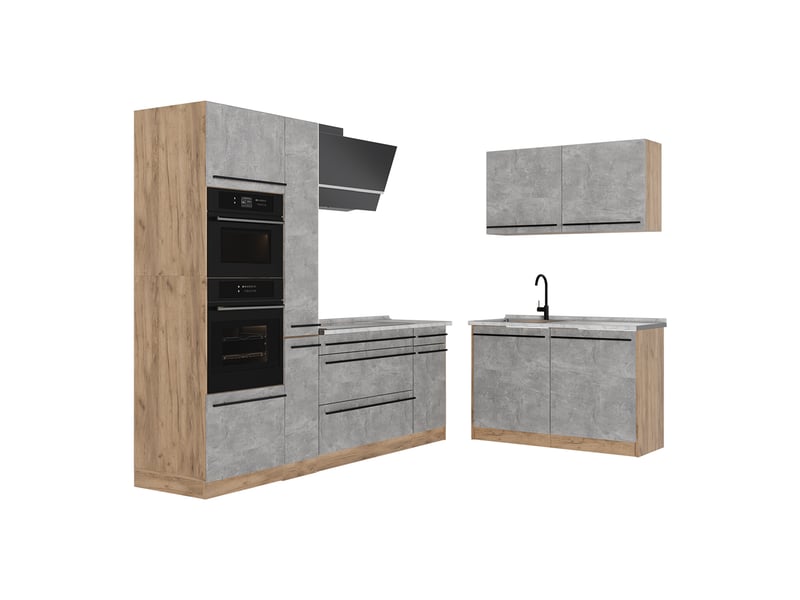  Vicco cuisine en angle, bétonchêne doré, 230 x 120 cm plan de travail marbre  - Conforama A