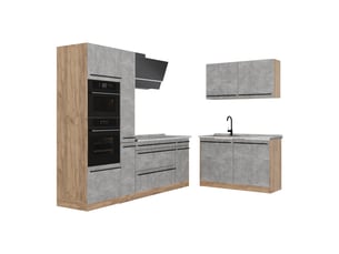 Vicco cuisine en angle, bétonchêne doré, 230 x 120 cm plan de travail marbre