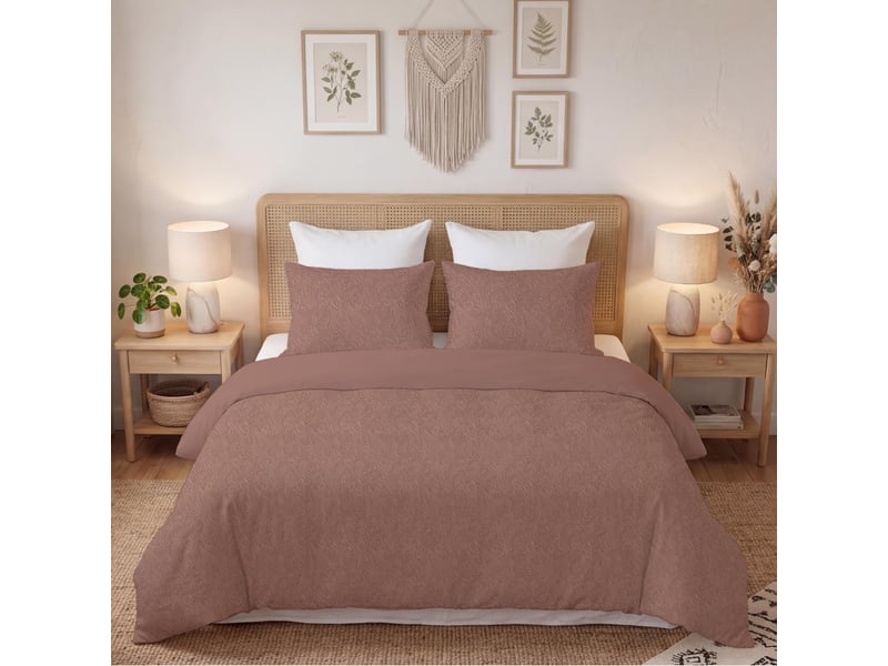  Parure housse de couette 3d microfibre 260x240 cm thalia rose, par soleil d'ocre  - Conforama A