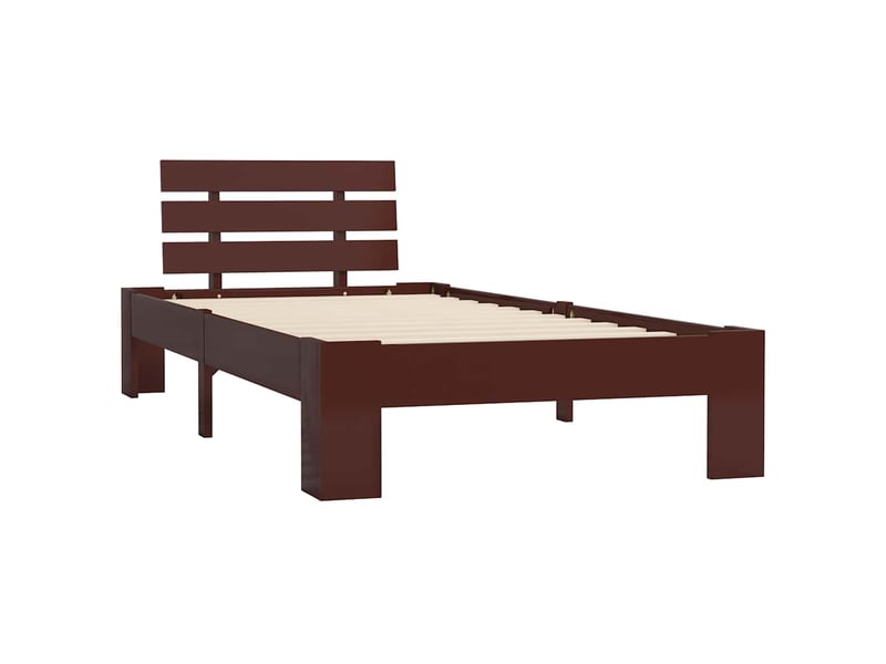  Lit simple- lit adulte -  cadre de lit sans matelas marron foncé pin massif 100x200 cm  - Conforama A