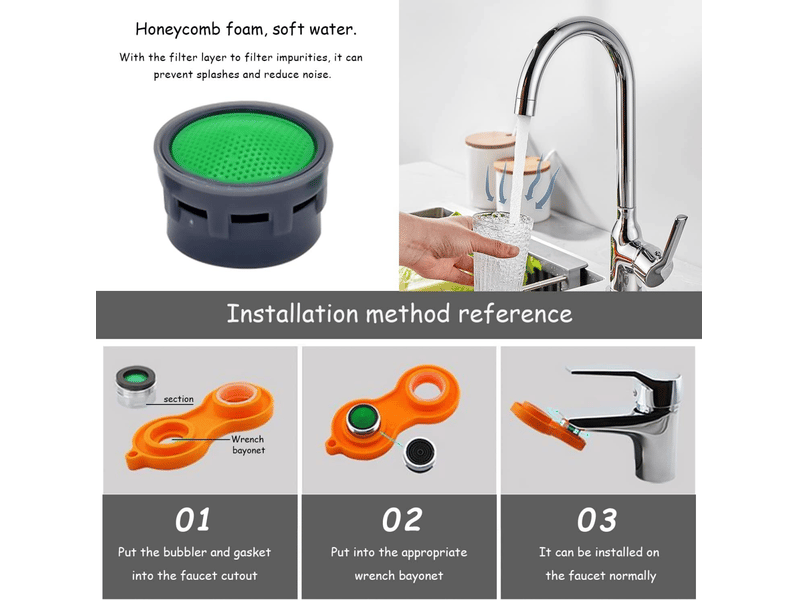  Lot de 10 ventilateurs de robinet avec joint 10 pièces, filtre de robinet, limiteur de robinet, accessoires de salle de bain, filtres pour robine  - Conforama C
