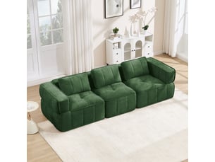 Canapé droit compressé fixe <strong>OKMYHOME</strong> <strong></strong> 3 places Polyester Vert