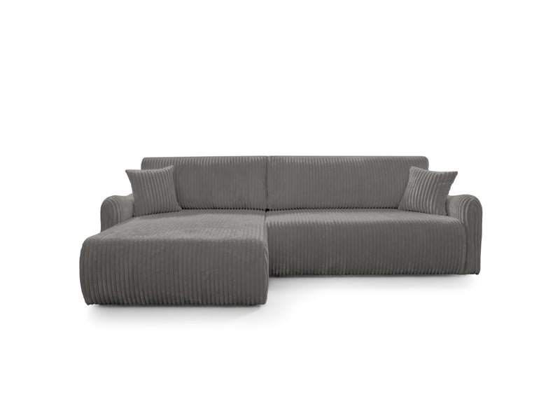Apoline - canapé d'angle réversible convertible 4 places avec coffre en velours côtelé épais - Conforama E